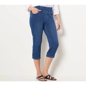 Belle by Kim Gravel Petite Flexibelle Capri Jeans Rinse Wash,Petite 2